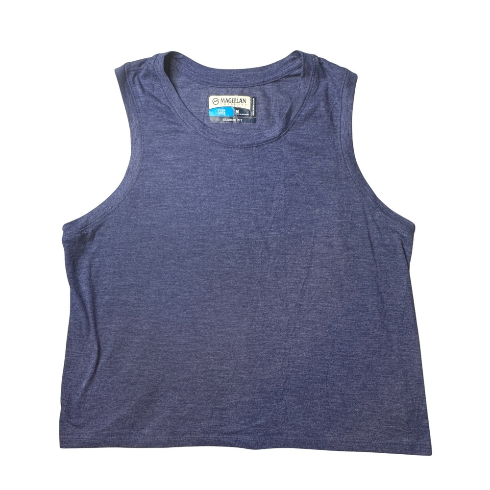 Magellan Tank Top Womens M Blue Fish Gear Classic Fit Moisture Wicking Heathered